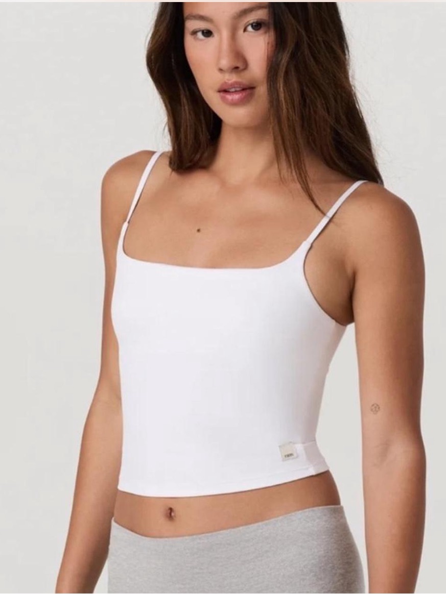 Vuori White Spaghetti Strap Tank With Adjustable Straps: Minimal Athleisure